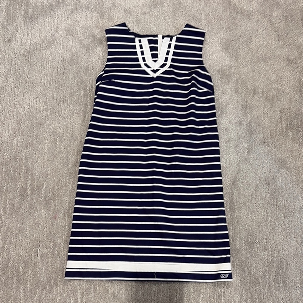 Vineyard Vines Girls Size 12 Navy and White Striped Sleeveless Dress